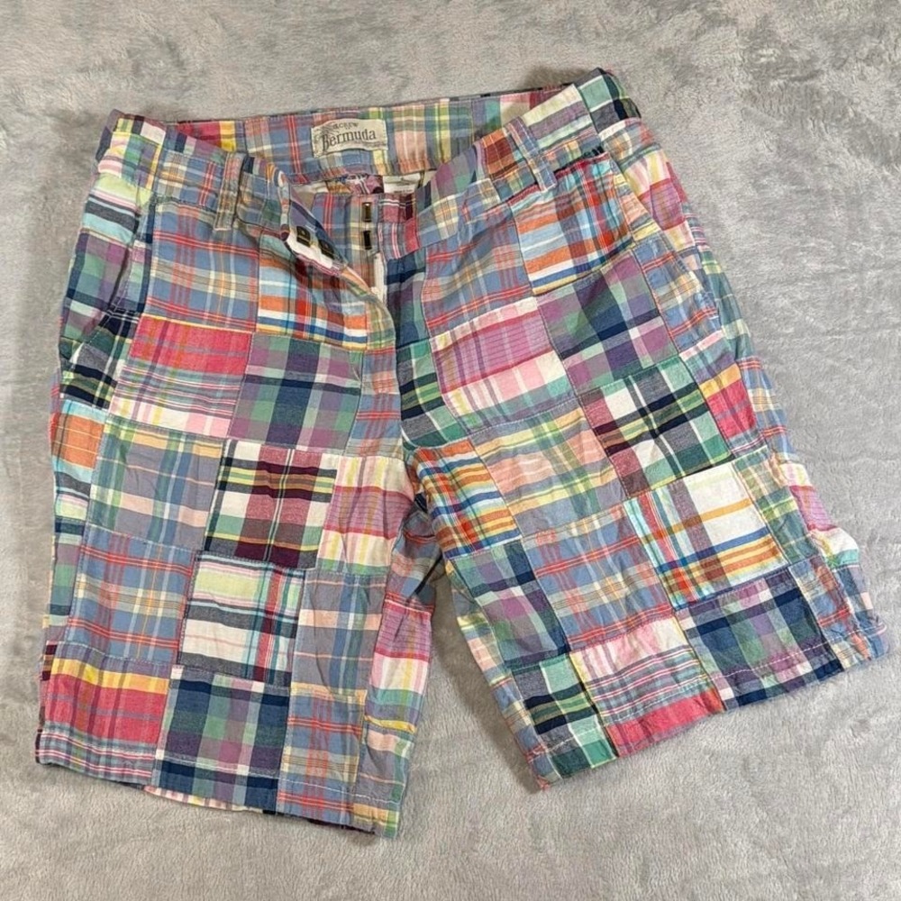 Y2K Vintage J.Crew Bermuda Patchwork Shorts | Multicolor Plaid | 2